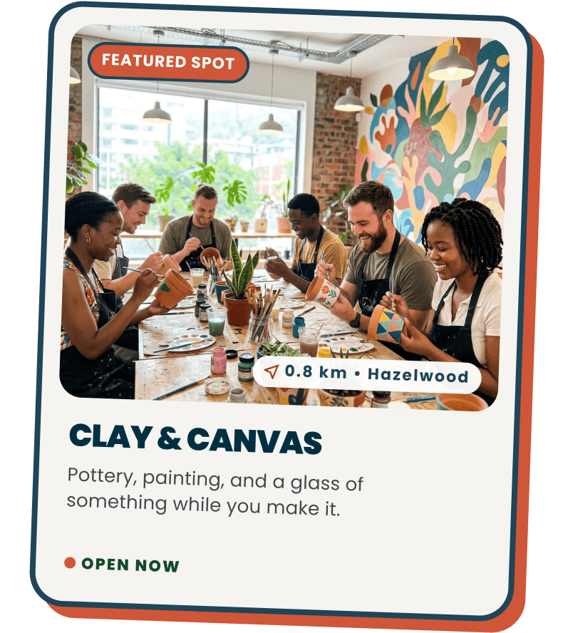 Clay & Canvas, a featured creative venue in Hazelwood, on a Padvat listing card